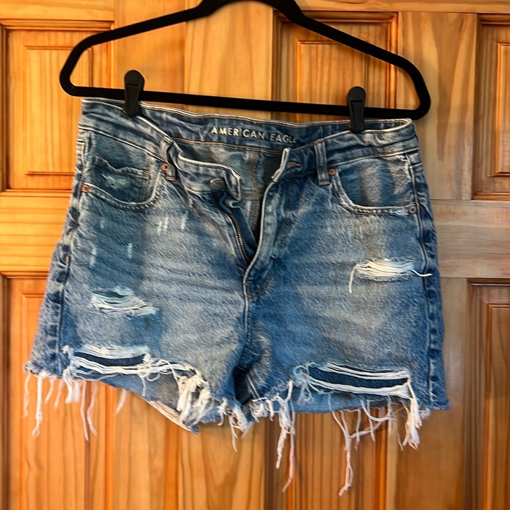 American Eagle Outfitters Distressed Blue Denim Shorts